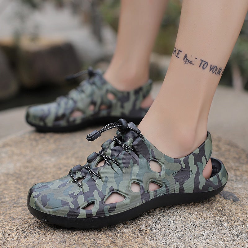 2023 Summer New Fashion Outdoor Breathable Driving Sandals Men's Hole Shoes Distinctive Casual Wading Shoes - Image 4
