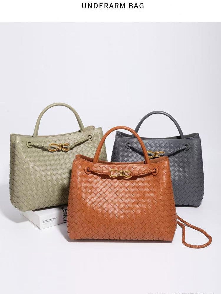 New Handmade Woven Bag Large Capacity Tote Handbag Fashionable All-Match Shoulder Crossbody Casual Women'S Bag