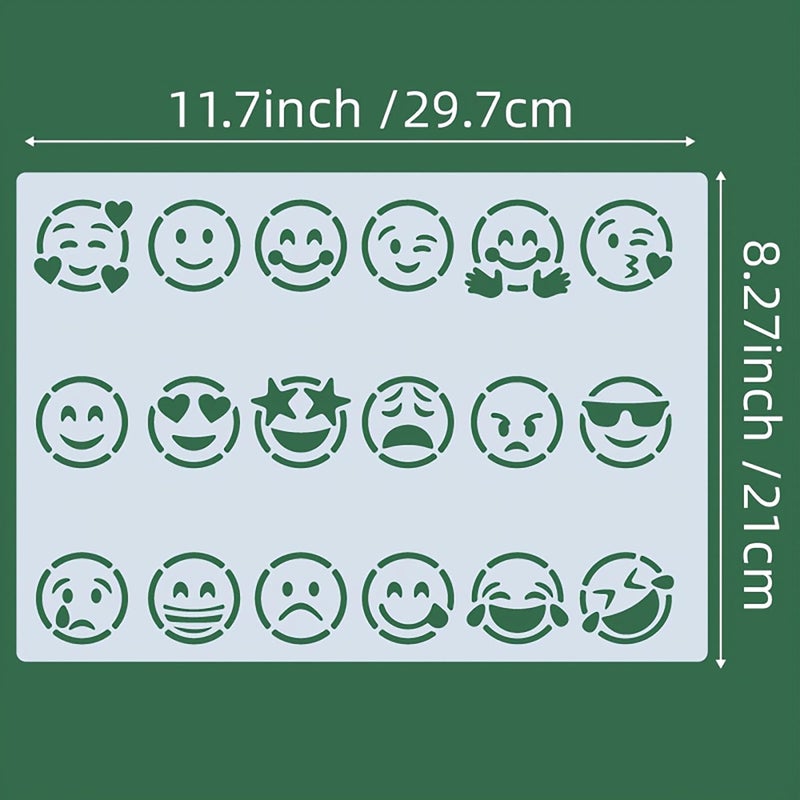 American-Elm American Elm 1 Pc 18 Face Expression Stencil Reusable Plastic Template for DIY Crafts Scrapbook & Home Decoration  - Image 3