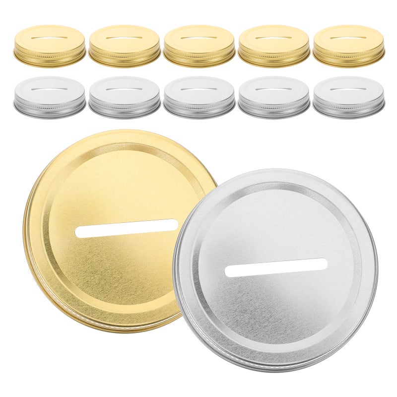 12pcs Slot Bank Lids for 70mm Regular Mouth Jars Banks Metal Slot Lid Money Saving Jars Lid for Jars Canning Jars - Image 1