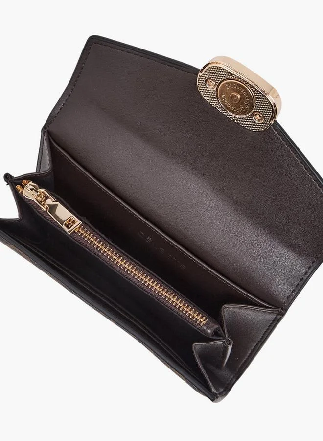 Celeste Monogram Print Wallet with Button Closure