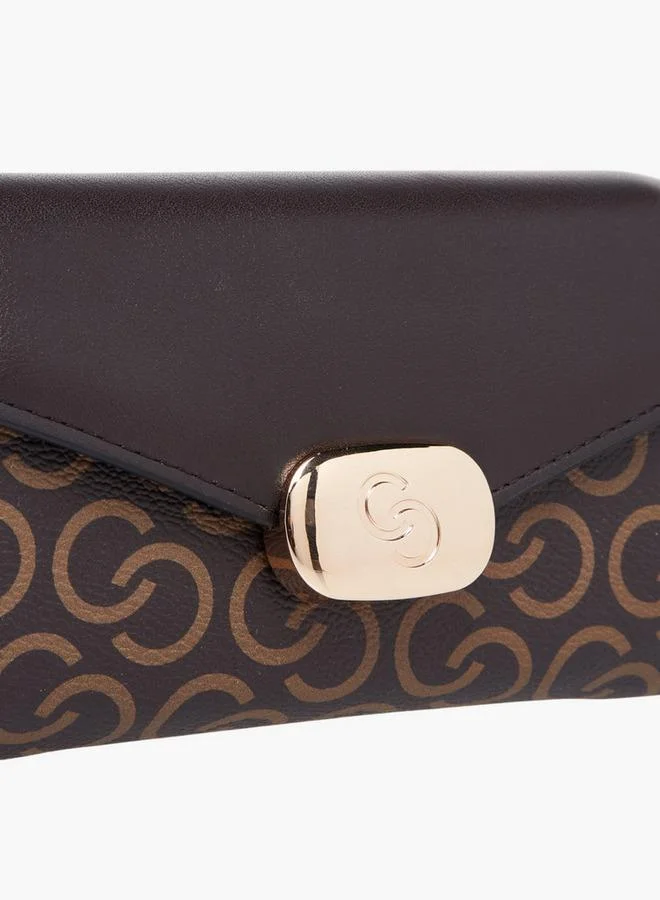 Celeste Monogram Print Wallet with Button Closure