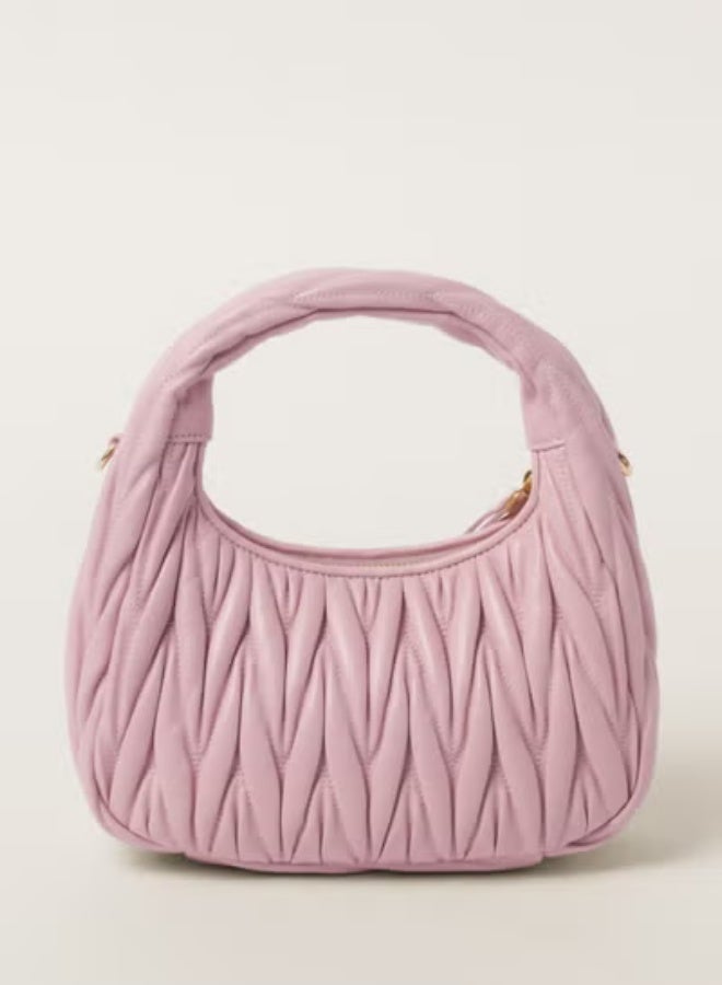 MIU MIU Wander Matelassé Nappa Leather Hobo Bag, Women's Tote Bag, Womens Cross-Body Bag, Women's Hand Bag, Women's Shoulder Bag, Women's Travel Bag, Alabaster Pink - Image 5