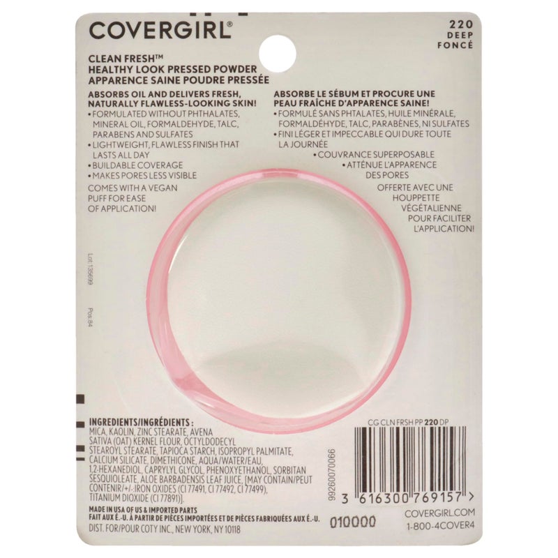 COVERGIRL Clean Fresh Pressed Powder, Deep, 0.35 Ounce, 220 Deep (99350052598) - Image 2