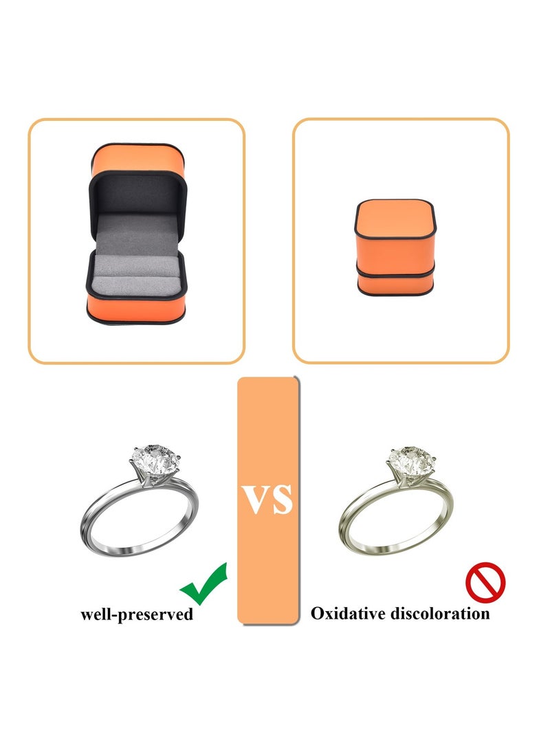 Excefore Small Ring Box, Square Leather Suede Jewelry Ring Bearer Box, Premium Gorgeous Fashion Engagement Wedding Ring Box for Proposal, Ceremony, Anniversary, Gift, Sun Orange - Image 5