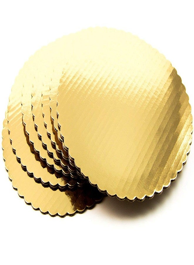 BAKEFY� -10 INCH, 8 INCH,Round Cake Board,Base, 10 Piece Premium Gold Cake Circles, Corrugated, Cake Board, Gold - Image 1