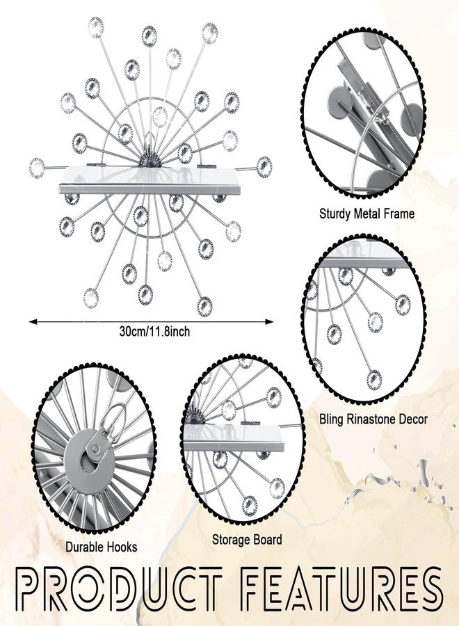 Yaocom مجموعة ياوكوم من 3 قطع من أرفف كريستالية عائمة لامعة، ديكور حائط معدني على شكل نجوم، رف قابل للطي، أرفف زاوية فضية معلقة على الحائط للتخزين، مناسبة لغرف النوم والحمامات وغرف المعيشة والمطابخ والمكاتب والديكور المنزلي - Image 3