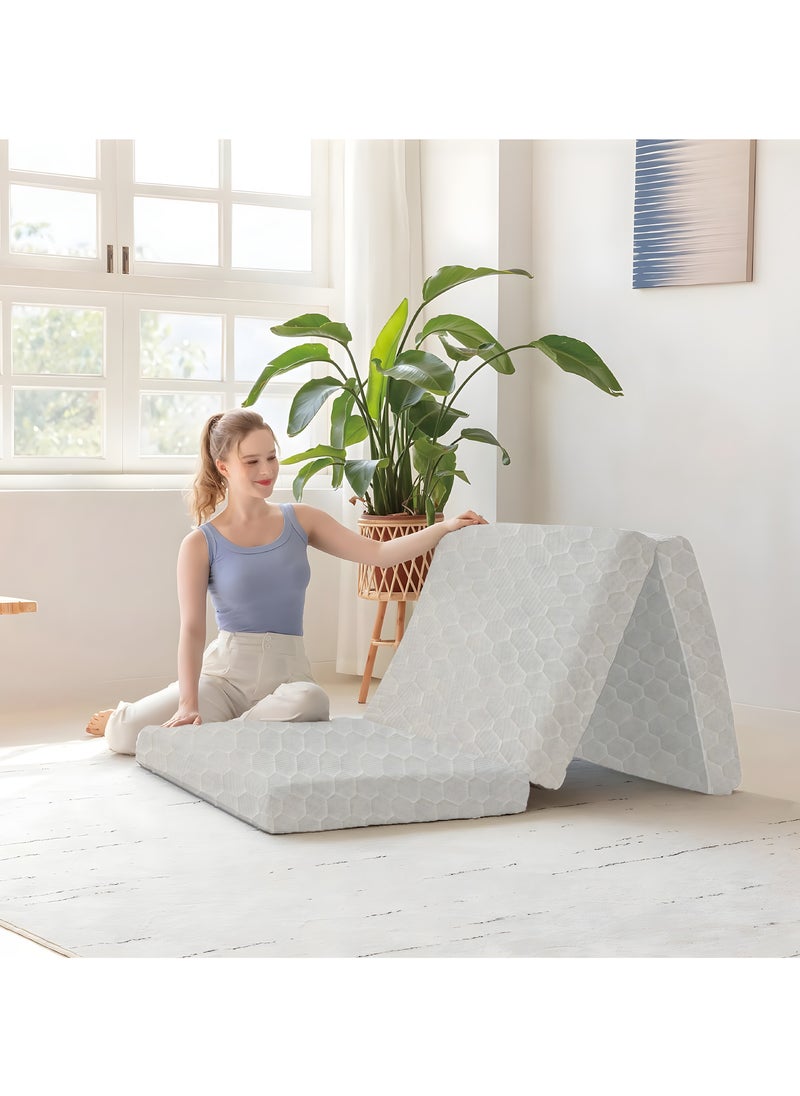 ECONO Folding Foam Mattress – 7cm Tri-Foldable Single Bed | Washable Cover for Travel, Camping & Guest Bed | Easy Storage | 90x190x7cm  - Image 2
