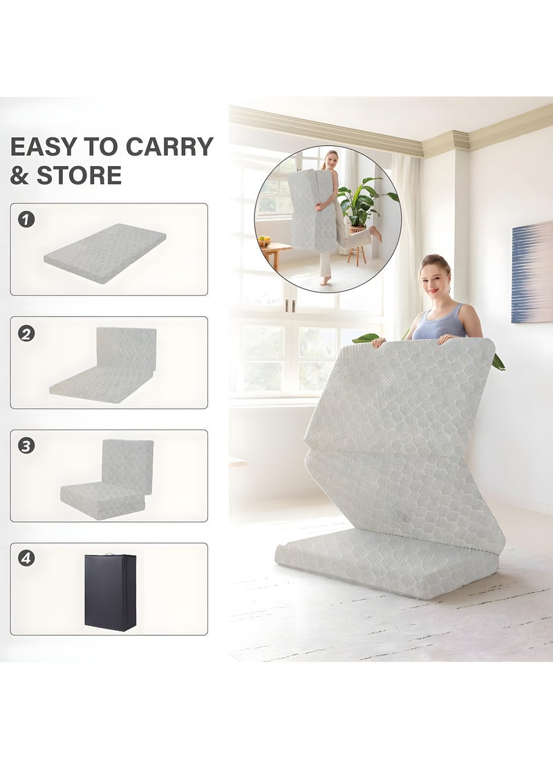 ECONO Folding Foam Mattress – 7cm Tri-Foldable Single Bed | Washable Cover for Travel, Camping & Guest Bed | Easy Storage | 90x190x7cm  - Image 5