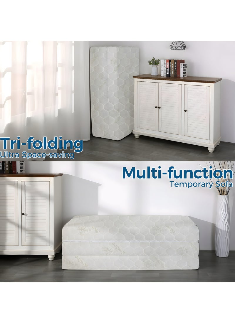 ECONO Folding Foam Mattress – 7cm Tri-Foldable Single Bed | Washable Cover for Travel, Camping & Guest Bed | Easy Storage | 90x190x7cm  - Image 3
