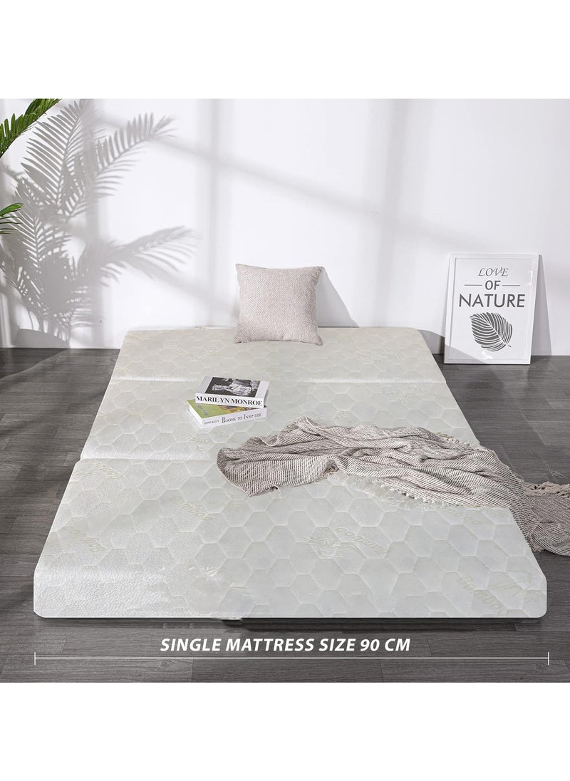 Folding Foam Mattress – 7cm Tri-Foldable Single Bed | Washable Cover for Travel, Camping & Guest Bed | Easy Storage | 90x190x7cm