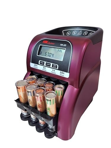 HK SYSTEMS HK-2D, Digital USD Coin Counter and Sorter with LCD Display, Sorts 260 Coins Per Minute into Coin Wrappers, 2 Row Coin Wrapper Tubes Included - Image 2