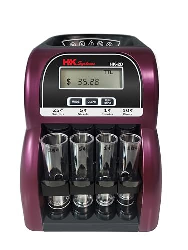 HK SYSTEMS HK-2D, Digital USD Coin Counter and Sorter with LCD Display, Sorts 260 Coins Per Minute into Coin Wrappers, 2 Row Coin Wrapper Tubes Included - Image 5
