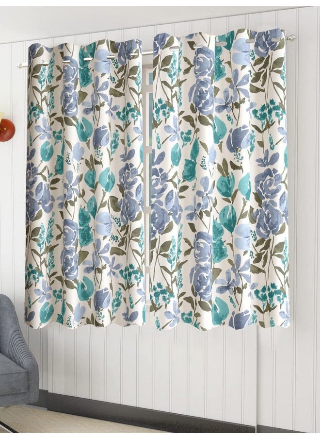 Trance Home Linen Floral Printed 5 Feet Window Curtain | 100% Cotton Premium Semi Room Darkening Curtains | Parda for Living Room Bedroom Office |Eyelet Ring Parde (Huvu Blue - Set 2,5Ft Curtains) - pzsku/Z0D125583D4CD418E69D4Z/45/_/1738305905/c7bdcaa3-8913-4d41-b71f-4305e00f502d