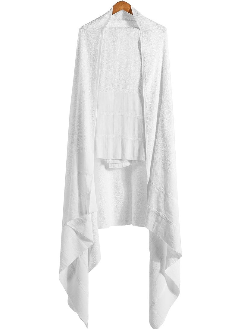 REBENUO Ihram clothing for men for Hajj and Umrah - 2 white towels - 100% natural healthy combed cotton towels, weight 1200 grams  - Image 1