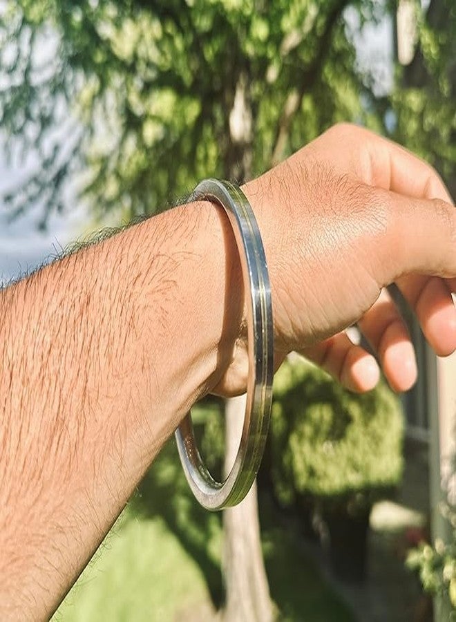 TEYRAH Brass Line 9MM Stainless Steel Sikh Kada for Women and Men – Punjabi Bracelet/Kara – Indian Religious Wrist Band (100 Grams) ((7 CM inner diameter)) - Image 4