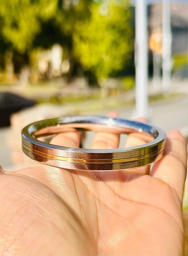 TEYRAH Brass Line 9MM Stainless Steel Sikh Kada for Women and Men – Punjabi Bracelet/Kara – Indian Religious Wrist Band (100 Grams) ((7 CM inner diameter)) - Image 3