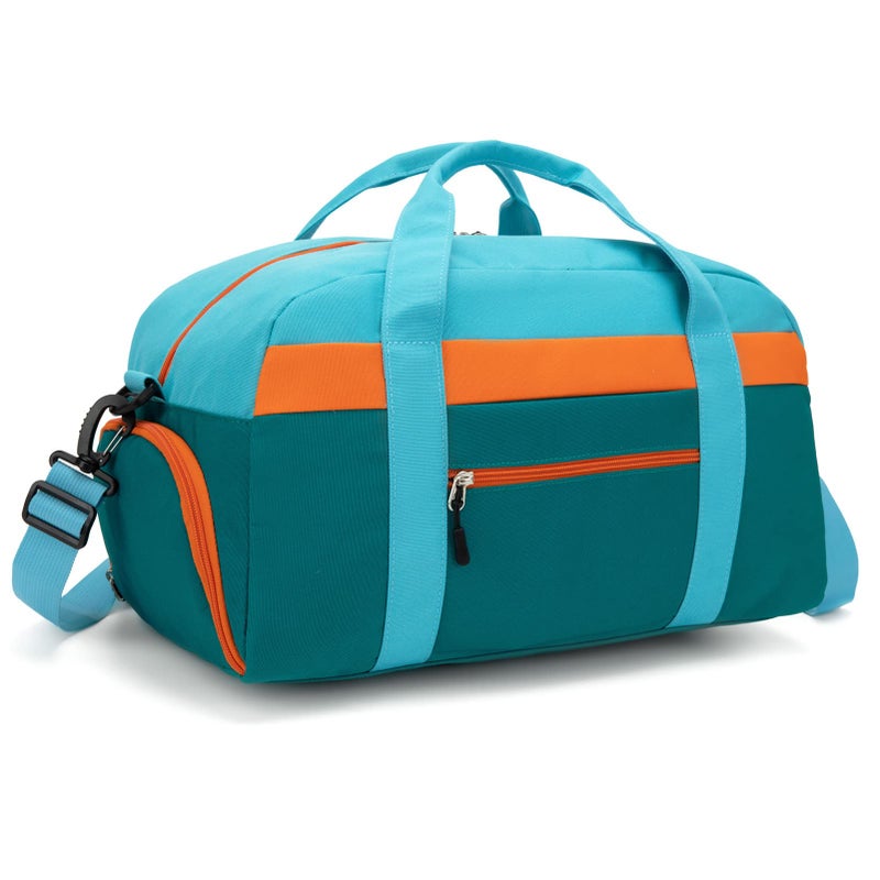 HawLander Kids Duffle Bag for Boys or Girls, Fit Sports Practice, or Overnight Travel Weekend (Blue Green) - Image 1