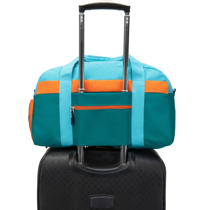 HawLander Kids Duffle Bag for Boys or Girls, Fit Sports Practice, or Overnight Travel Weekend (Blue Green) - Image 4