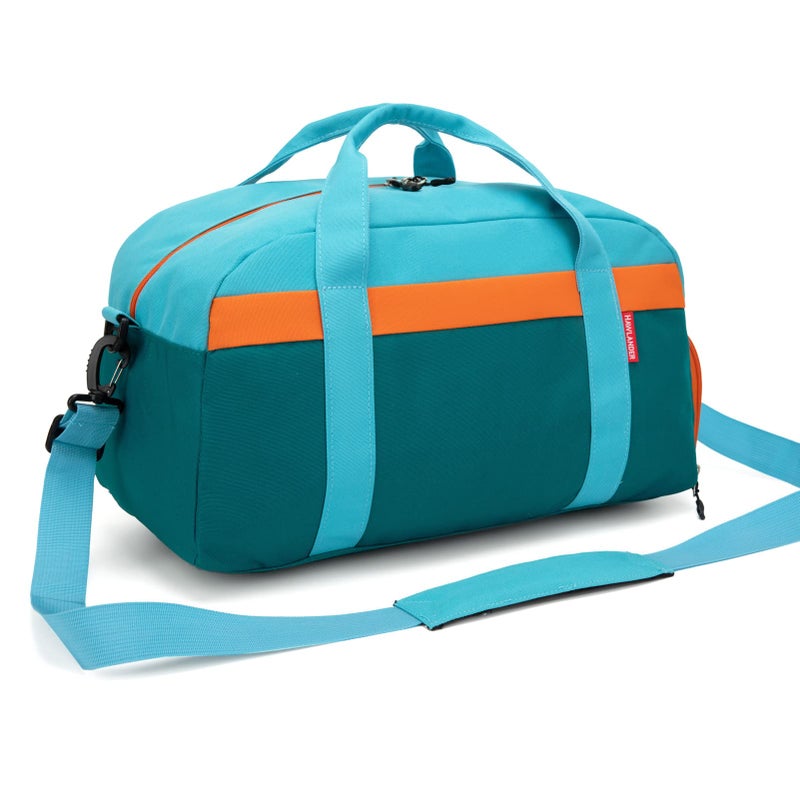 HawLander Kids Duffle Bag for Boys or Girls, Fit Sports Practice, or Overnight Travel Weekend (Blue Green) - Image 2