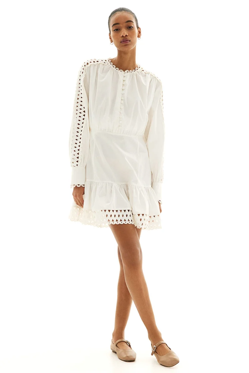 H&M Embroidery-detail poplin dress