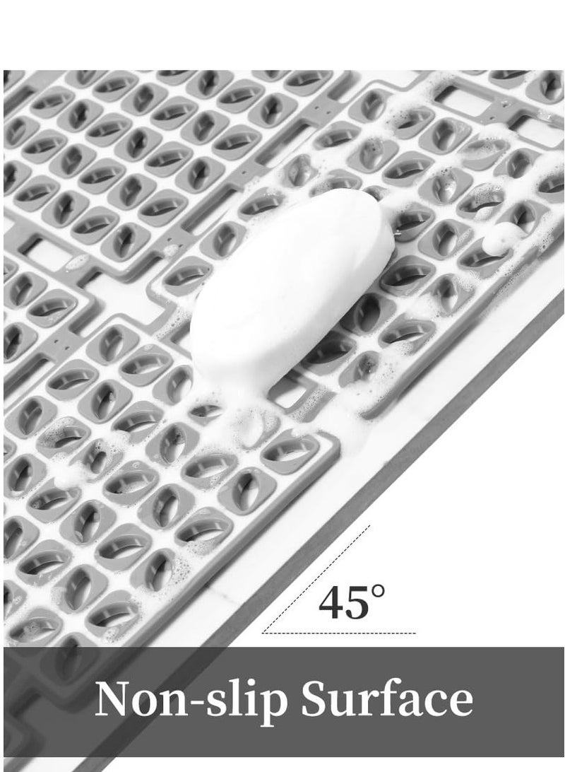 KASTWAVE حصيرة دش، مع أكواب شفط وفتحات تصريف، حصائر دش غير قابلة للانزلاق للاستخدام الداخلي، حصيرة دش كبيرة سميكة ناعمة، 60×60 سم، حصائر حمام مربعة مضادة للانزلاق للدش، رمادي، 1 قطعة - Image 3