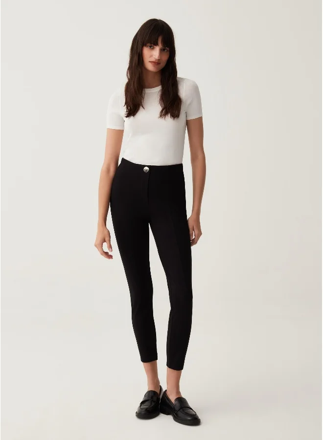 Ovs Stretch leggings with button