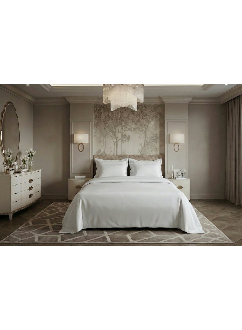 سيستا هوم طقم ملاءات سرير كوين فاخر من قماش تينسل من سيستا هوم، مكون من 4 قطع: ملاءة مسطحة 220×260 سم، غطاء لحاف بأزرار 220×240 سم، وغطاءان للوسائد 50×75 سم لتغطية كاملة. مصنوع من تينسل عضوي 100% بنسيج الأوكالبتوس، لون أبيض، 300 خيط. معتمد من OEKO-TEX/متوافق مع معايير المنتجات العضوية. - Image 2