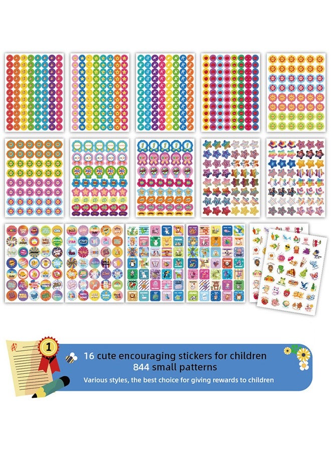 844 Pcs Incentive Stickers, 16 cute encouraging stickers Contains patterns such as  sun, star, encouraging words, etc, Teacher Classroom Reward Gifts, Encourage Kids to Do Chores - Image 2
