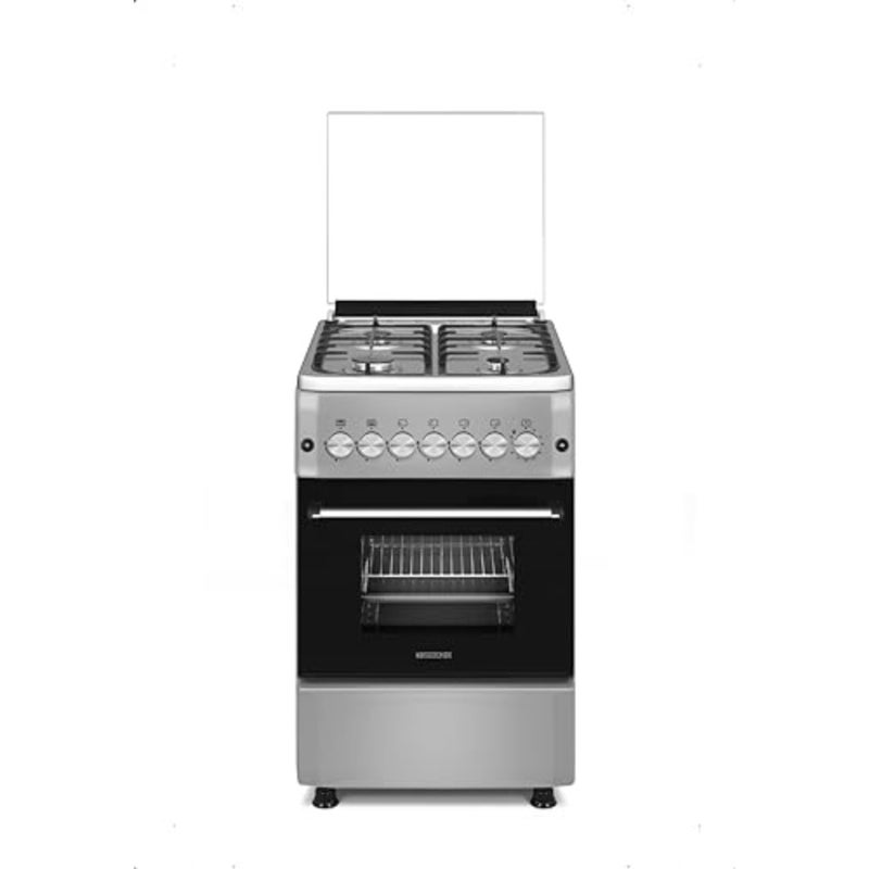 Freestanding Cooker for Turkey, Stainless Steel, Silver, 4-Burner Full Gas Range with Automatic Ignition, Cast Iron Pan Support Full Safety - Image 1