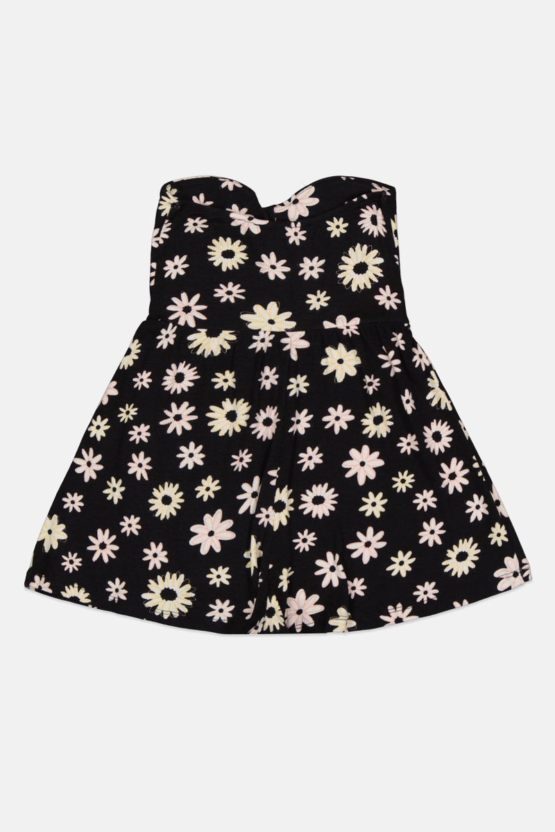Bershka Kids Girl Floral Print Sleeveless Playsuit, Multicolor - Image 3