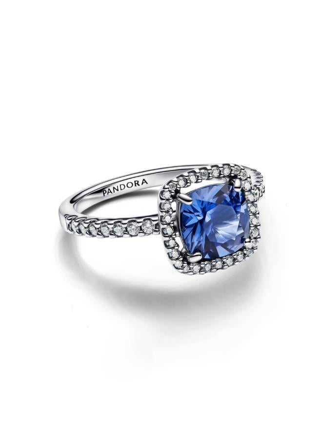 PANDORA Sparkling Square Blue Halo Statement Ring - Image 2