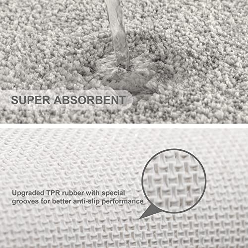 VANZAVANZU Bath Mats Non Slip Ultra Soft Absorbant Microfiber Fluffy Thick Bathroom Rugs Machine Washable (16"x24", Light Gray) - Image 5