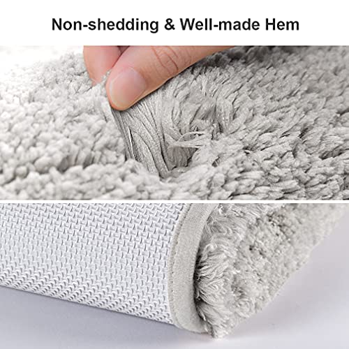 VANZAVANZU Bath Mats Non Slip Ultra Soft Absorbant Microfiber Fluffy Thick Bathroom Rugs Machine Washable (16"x24", Light Gray) - Image 4