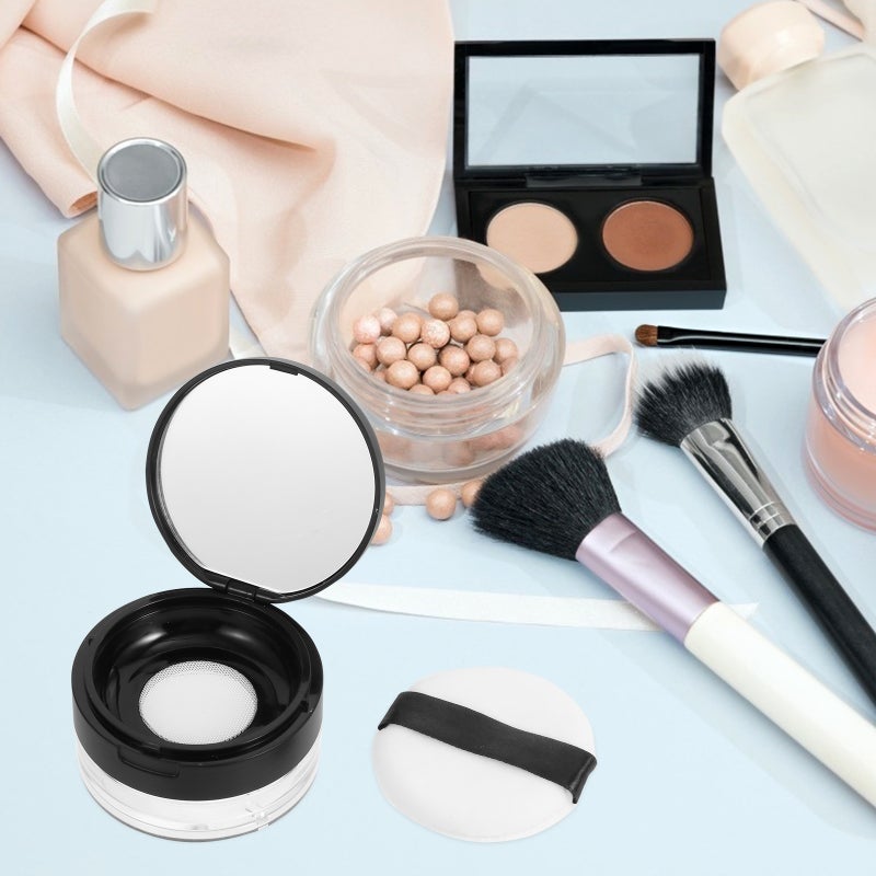 2pcs Empty Portable Cases Makeup Compact Container (Black) - Image 2