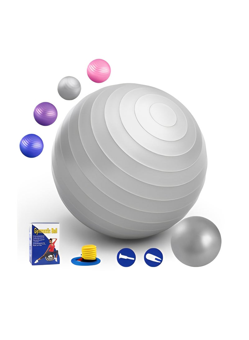 أتش برو كرة اليوغا الفضية من إتش برو بمقاس 65 سم، مدرب للتوازن والثبات. - Image 1