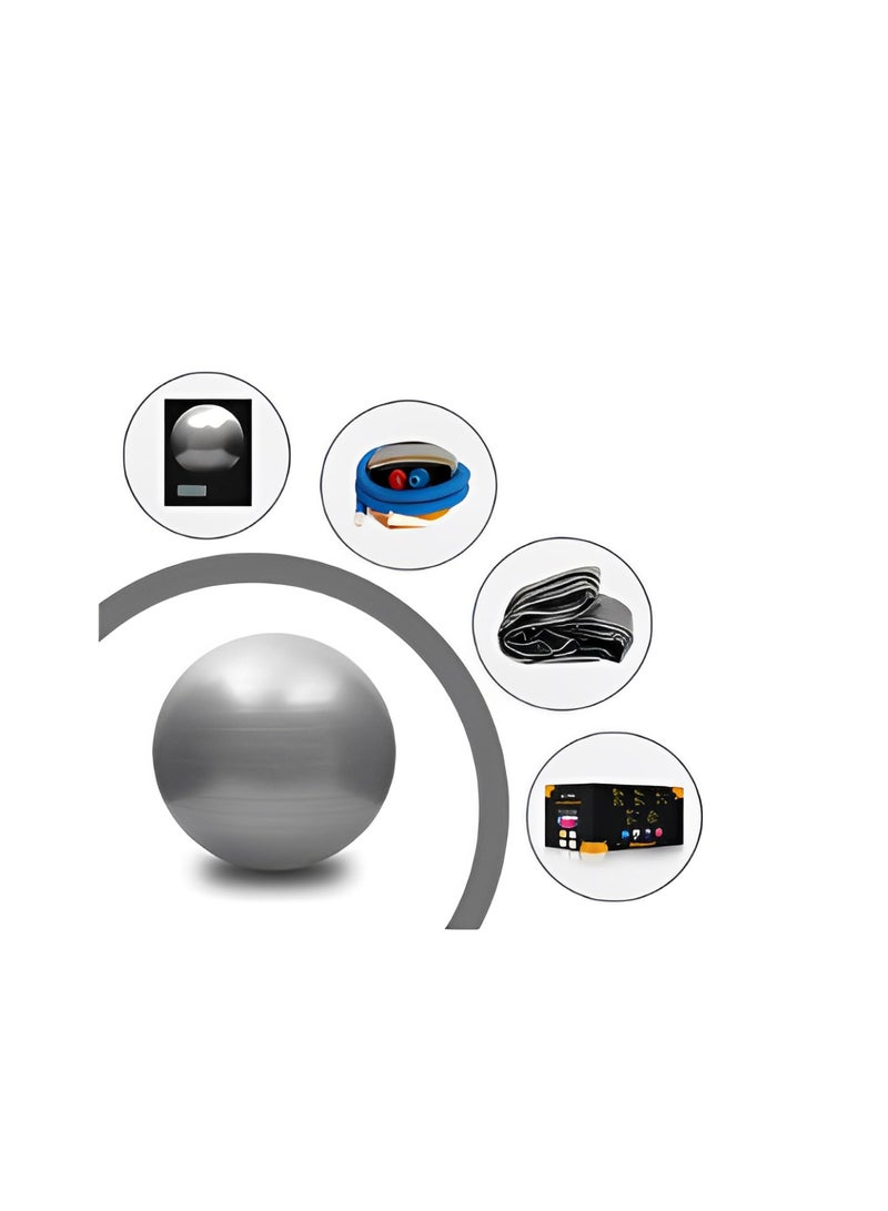 أتش برو كرة اليوغا الفضية من إتش برو بمقاس 65 سم، مدرب للتوازن والثبات. - Image 2