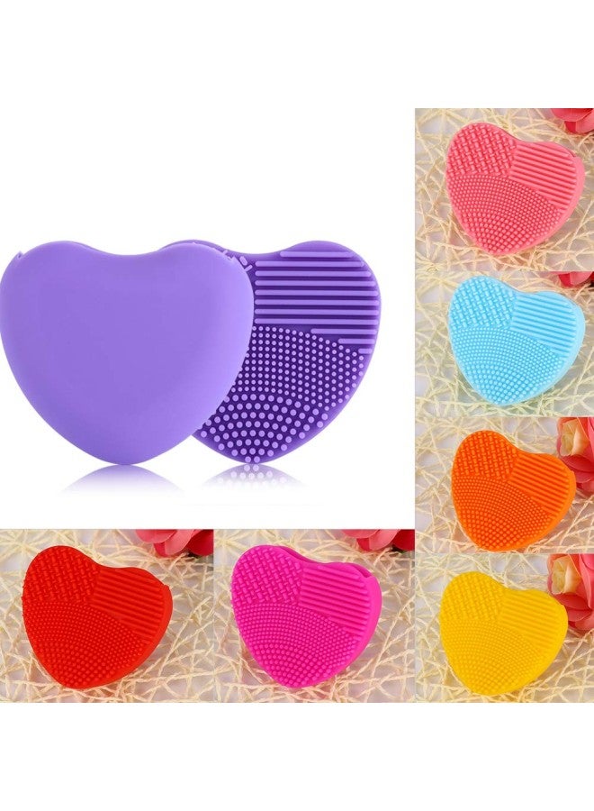 klarako Silicone Gloves Brush Accessories, Heart Shape Silicone Makeup Brush Detergent Brush for Cosmetic Washing(Purple)  - Image 2