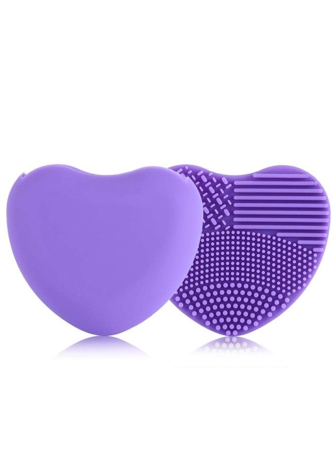 klarako Silicone Gloves Brush Accessories, Heart Shape Silicone Makeup Brush Detergent Brush for Cosmetic Washing(Purple)  - Image 1