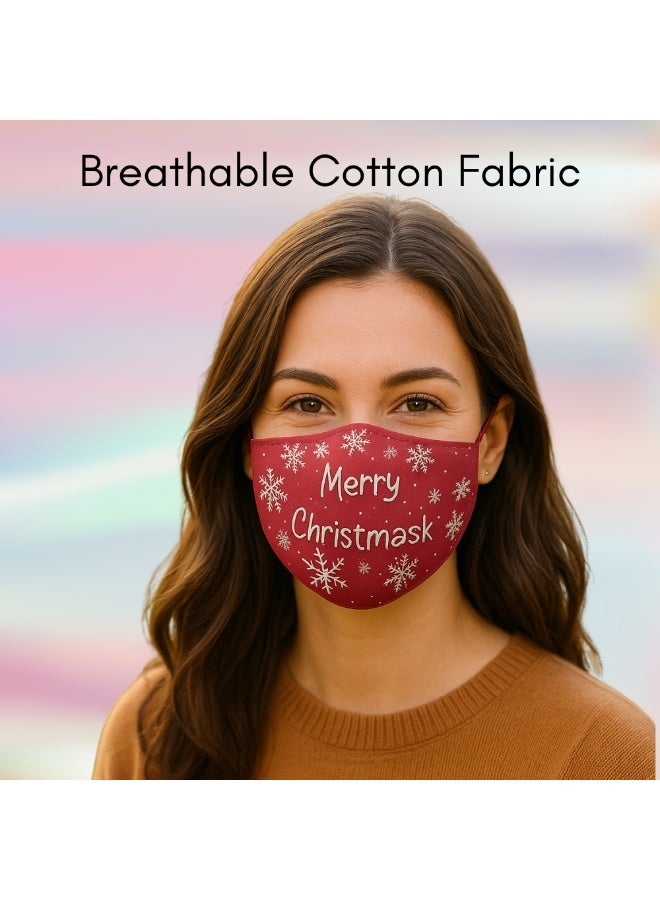 برينت شوب فور مي قناع حماية الوجه الجديد للبالغين في عيد الميلاد، قابل للغسل وقابل للتعديل للرجال والنساء والشباب - Image 3