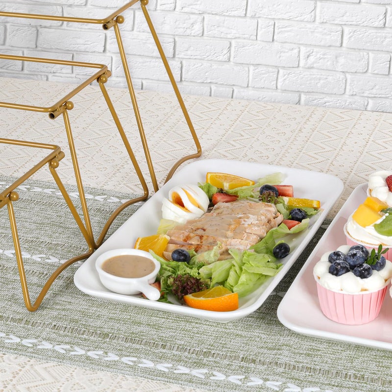 HAPPY KIT 3 Tier Serving Tray Set with Gold Freely Combinable Rack,12 Inch Tiered Tray Stand,Widened Porcelain Platters,Decor Cupcake Stand for Christmas Party Display,Dessert Trays Collapsible - Image 5