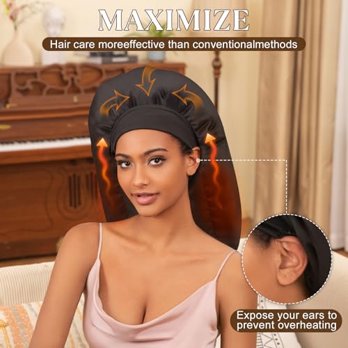 Amzpic Heat Cap for Deep Conditioning, Hair Steamer for Natural Hair Home Use w/10-level Heats Up Quickly, Thermal Steam Cap for Home Hair Treatment - Image 5