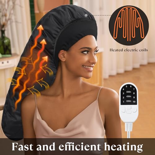 Amzpic Heat Cap for Deep Conditioning, Hair Steamer for Natural Hair Home Use w/10-level Heats Up Quickly, Thermal Steam Cap for Home Hair Treatment - Image 2