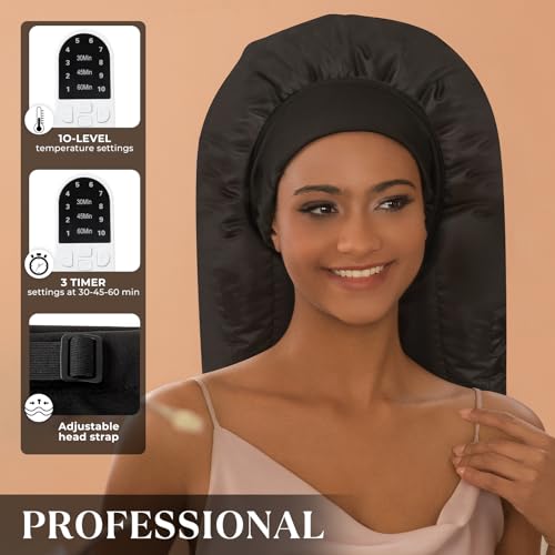 Amzpic Heat Cap for Deep Conditioning, Hair Steamer for Natural Hair Home Use w/10-level Heats Up Quickly, Thermal Steam Cap for Home Hair Treatment - Image 3
