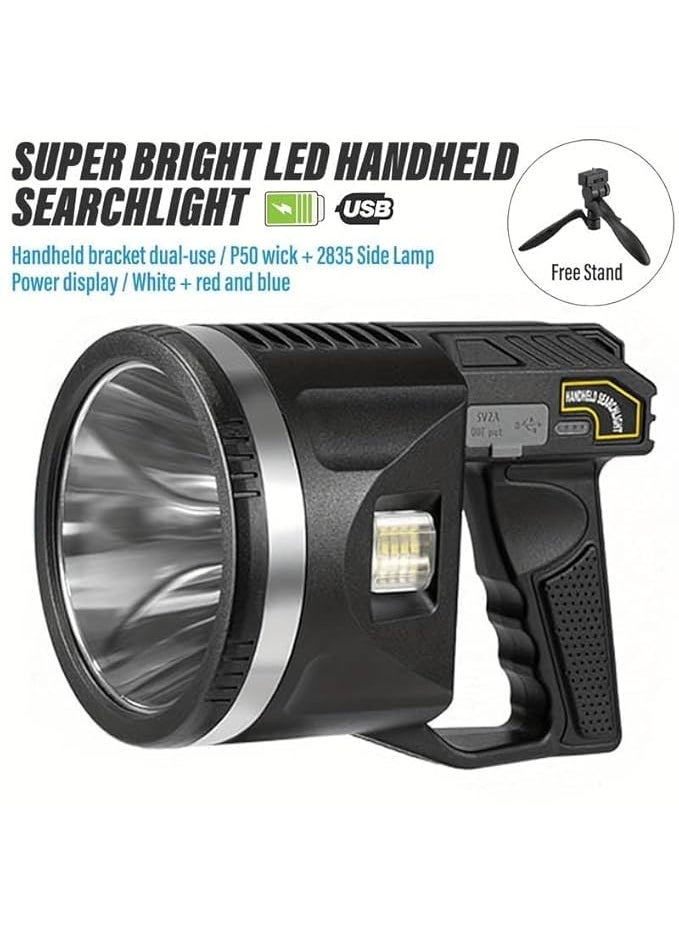 Waqif waqif 90000 lumens Rechargeable Spotlight Flashlight W200 Rechargeable Spotlight Handheld Lamp Strong Light Searchlight USB Chargeable Strong Light Handheld Flashlight White Light  - Image 3