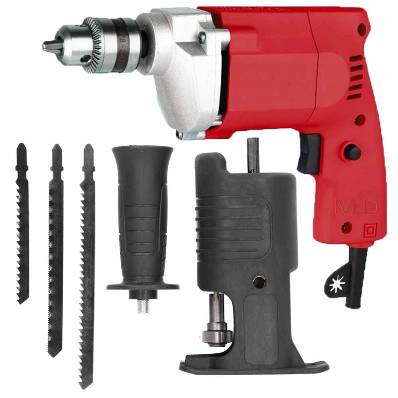 MLD 10mm drill electric drill machine electric drill with Convert Jig Saw Adapter Portable Reciprocating Saw Attachment Electric Tool (Chuck size : 10mm, watt : 350, Type : Corded) AD-0298 - Image 1