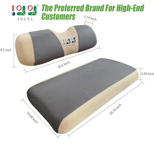 10L0L Golf Cart Seat Covers for EZGO TXT RXV & Club Car DS 2000-up, Breathable Air Mesh Fabric Washable - Gray Beige - Image 2