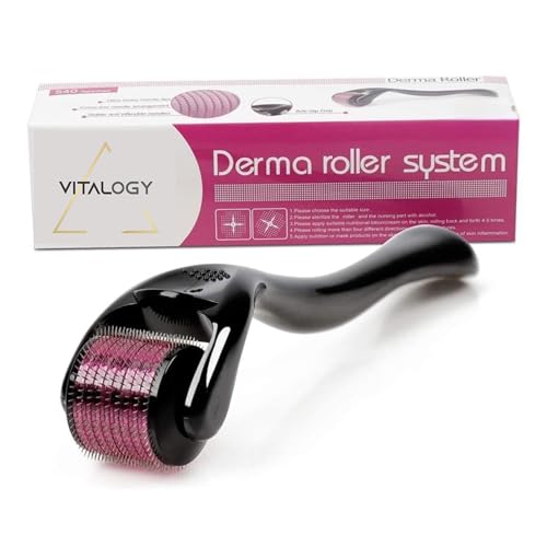 Vitalogy - Derma Roller 1.0 mm for Hair & Beard Growth – 540 Stainless Steel Needles – Activates Hair Follicles, Boosts Regrowth, Reduces Acne Scars & Improves Skin Texture – Safe for Men & Women (Black 1 mm 540) - Image 1