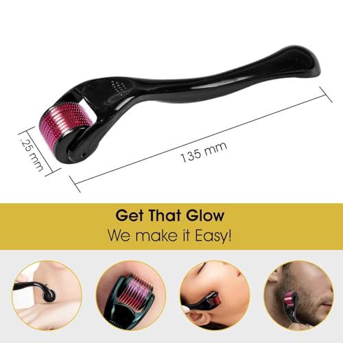 Vitalogy - Derma Roller 1.0 mm for Hair & Beard Growth – 540 Stainless Steel Needles – Activates Hair Follicles, Boosts Regrowth, Reduces Acne Scars & Improves Skin Texture – Safe for Men & Women (Black 1 mm 540) - Image 5