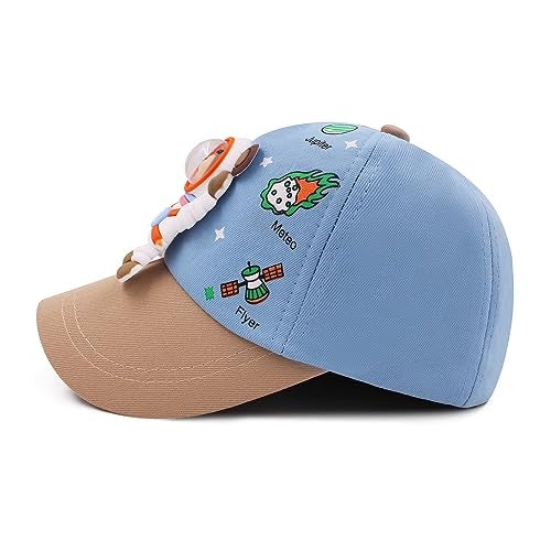 VRITRAZ Polyester 3D Cartoon Character Printed Little Cap For Kids And Baby Girls 3-12 Years (Astro Bear Blue) - Image 5